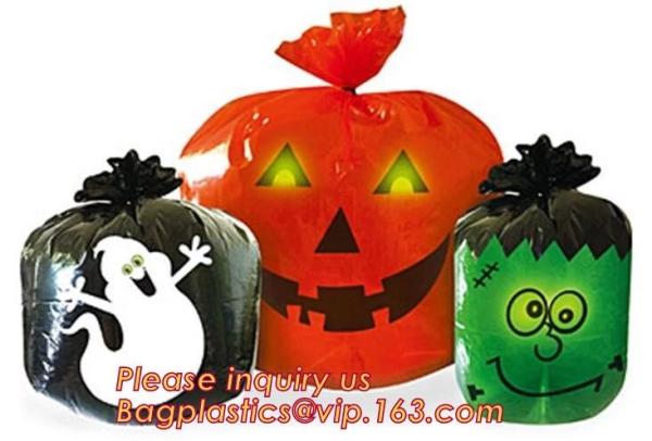 disposable Halloween Pumpkin Leaf Trash Bags Set 4 Orange Yard Decor Party Jack