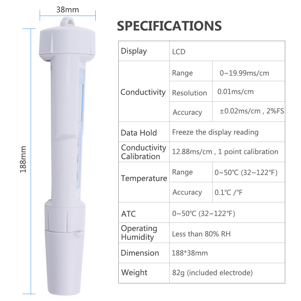 yieryi New last Come Conductivity Meter Portable CT3031 Pen Type Digital Waterproof Conductance Pen Cond Tester