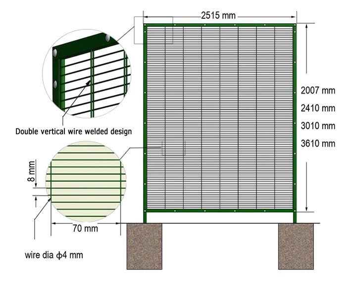 Perimeter Security Solution High Corrosion Resistant 358 Anti Climb Fence For Industrial Airport Prison Port