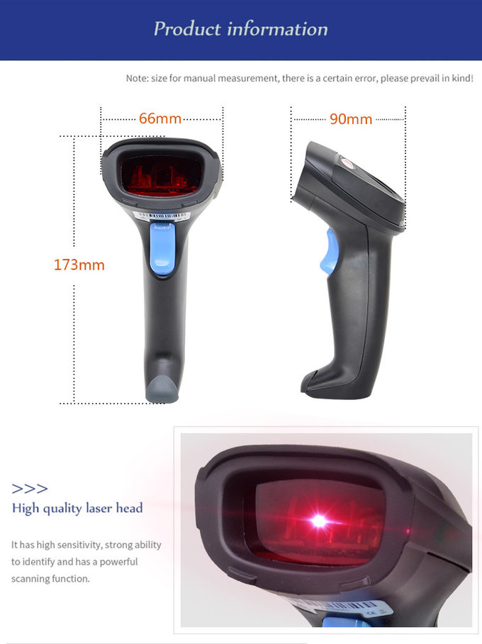 Handheld Wired POS Barcode Scanner Supermarket Checkout USB RS232 1D Bar Code Reader