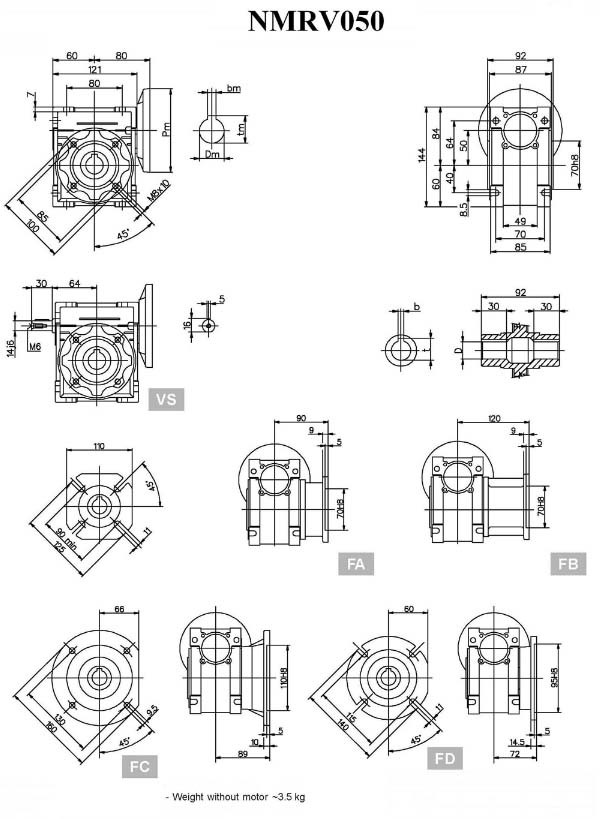 Small Turbine Car Wash Gearbox , NMRV50 Worm Gearbox with Black Shell
