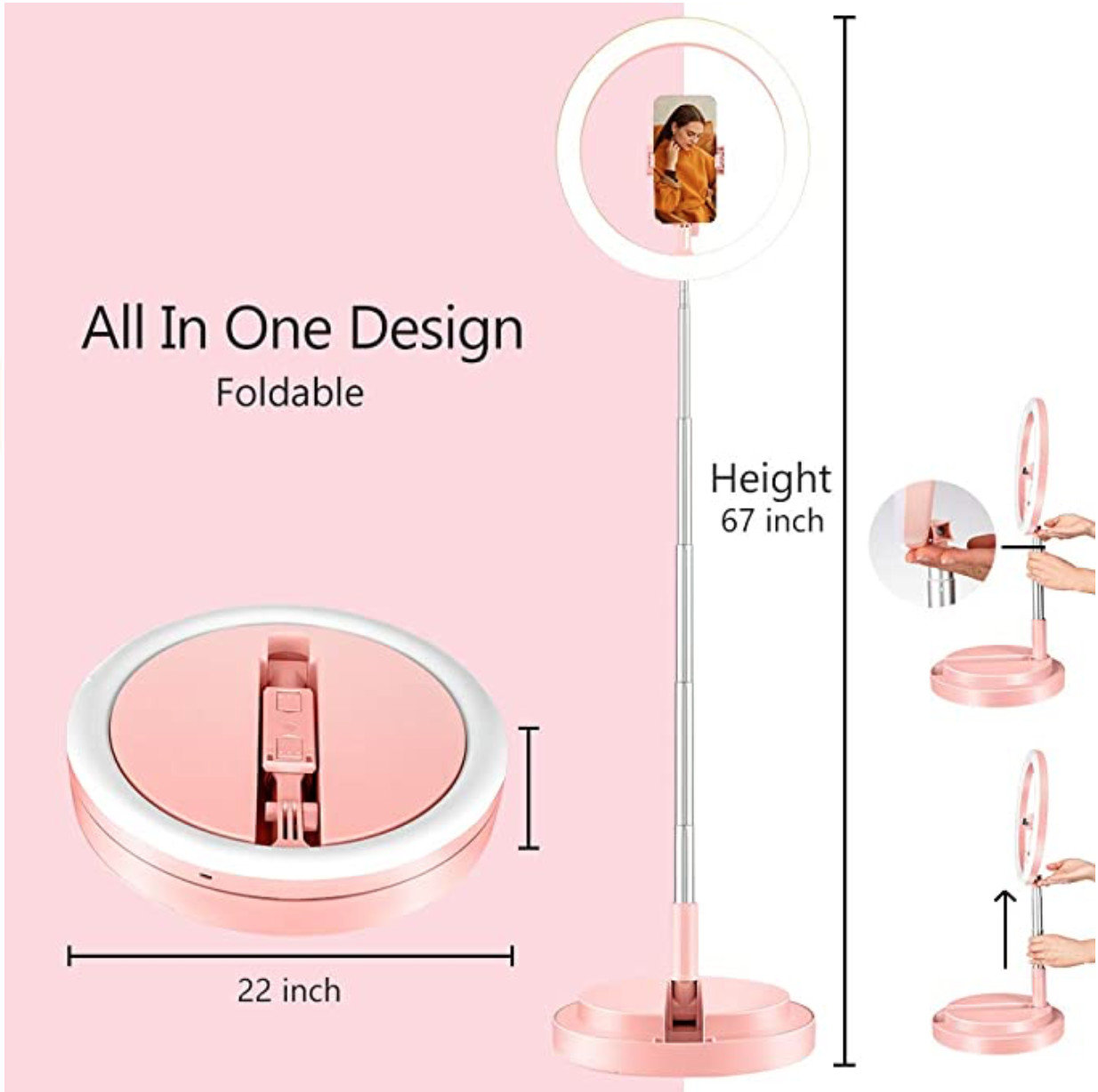 22W 3500K Selfie Ring Fill Light , 10 Inch Led Ring Light With Stand