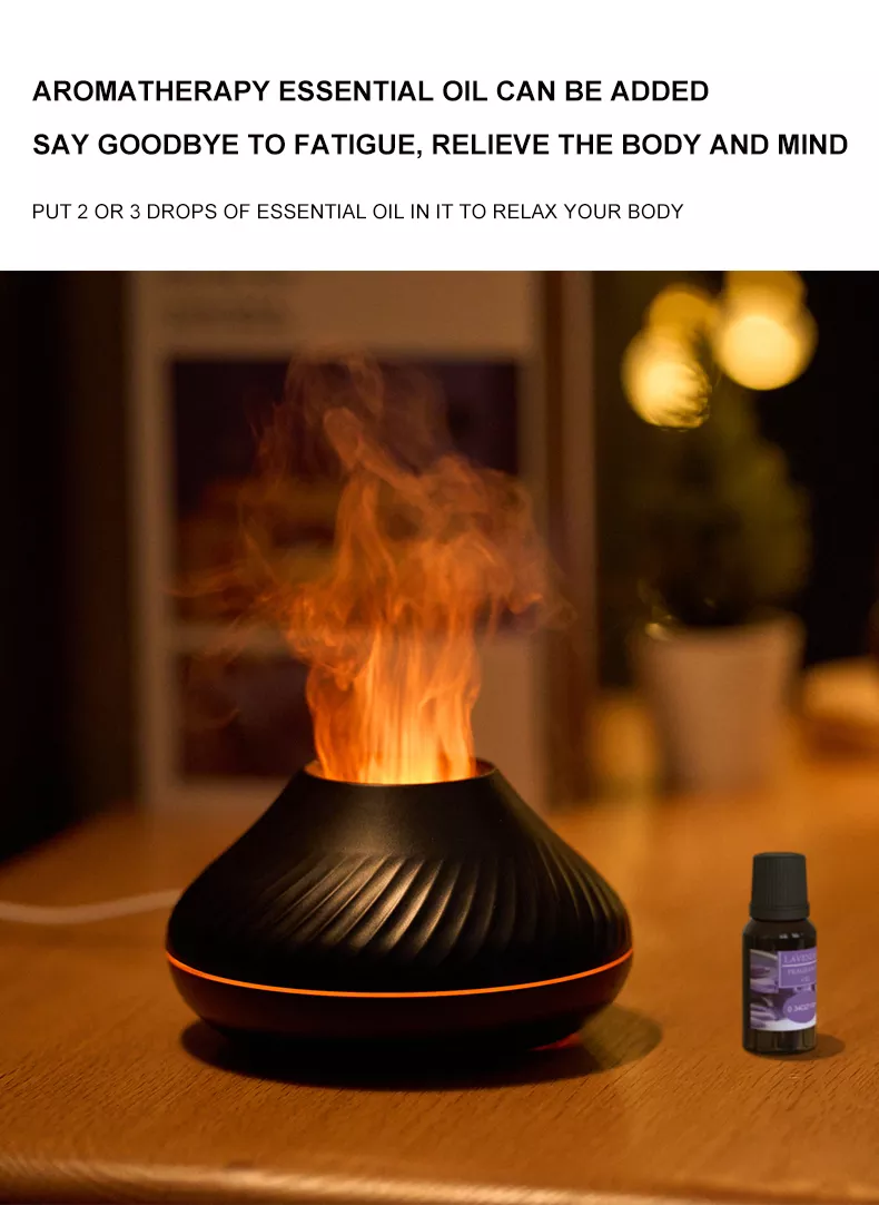 Dropshipping Newest RGB Light Flame Aroma Diffuser 130Ml 3d Colorful Flame Humidifier Fire Volcano Diffuser Dropshipping