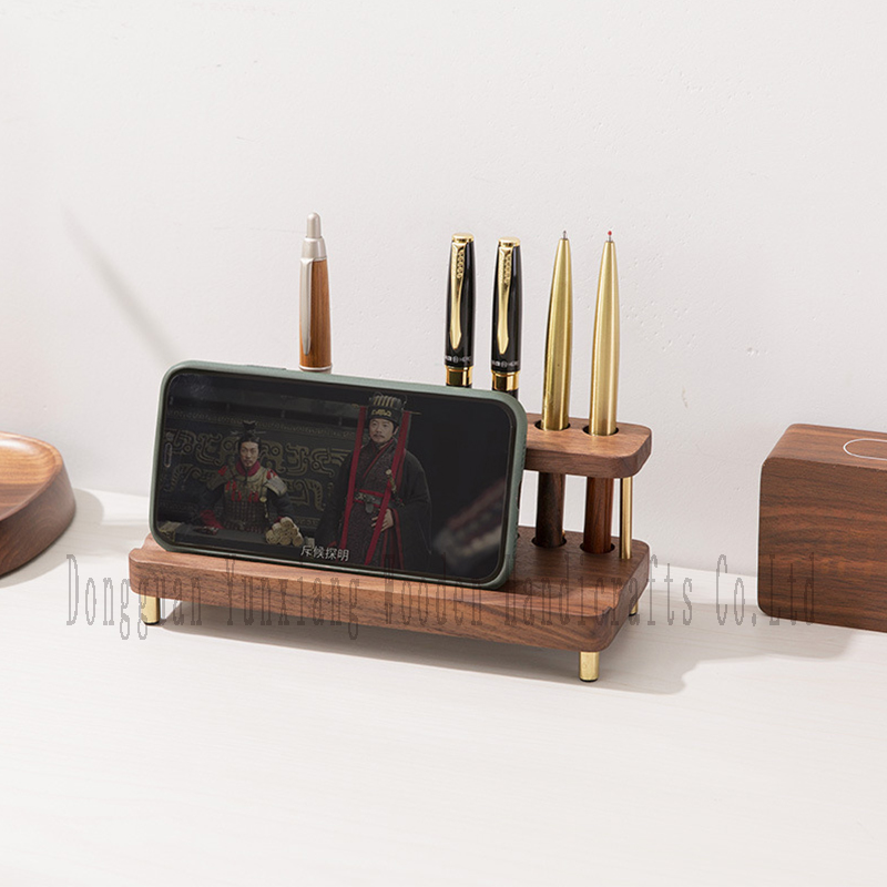 Multifunctional Mobile Phone Holder Pen Holder Office Storage Wooden Storage Pen Holder