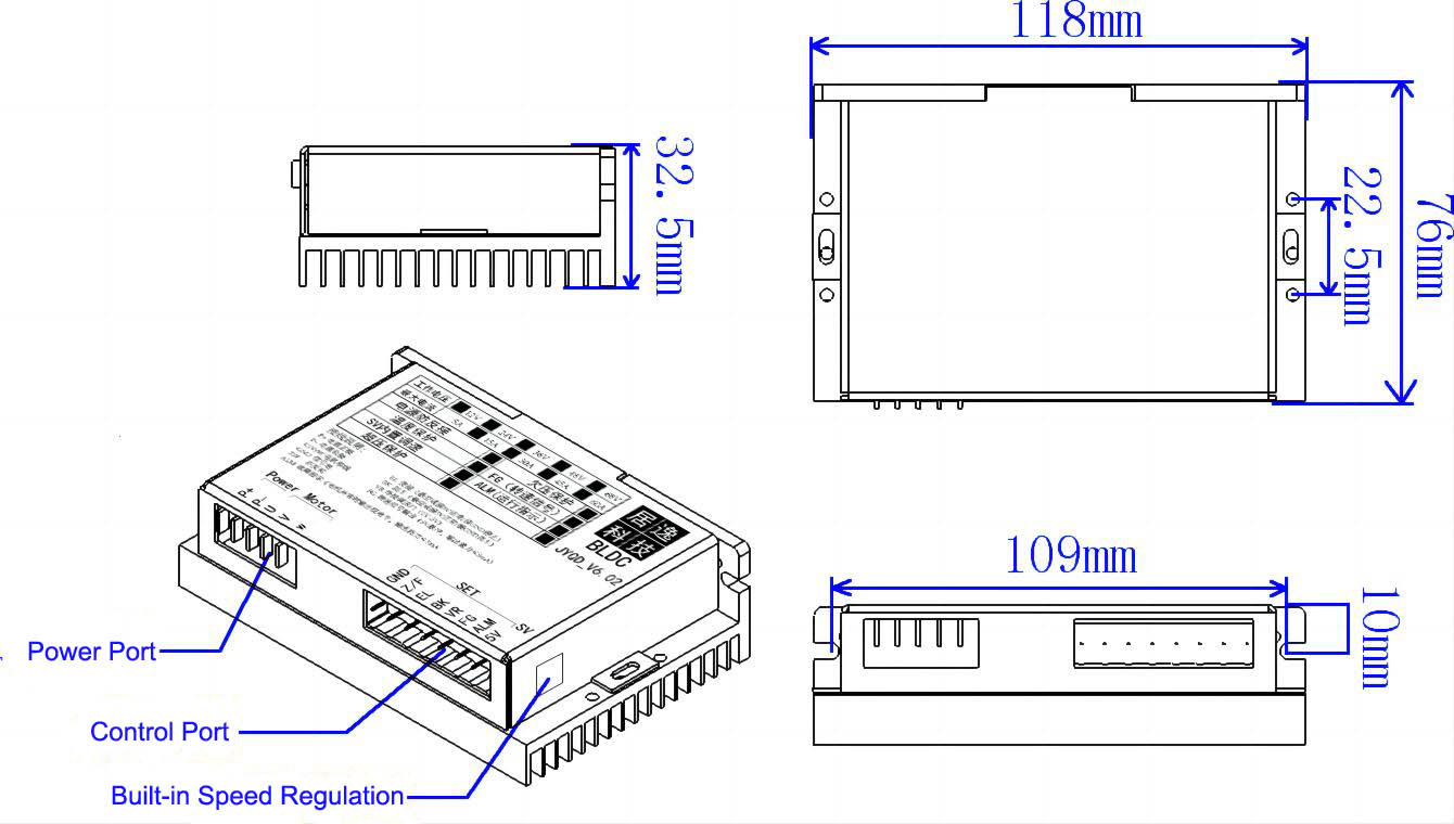 JUYI 30A 45A 60A Sensorless Motor Controller For BLDC Brushless Motor With O.V/L.V Protection