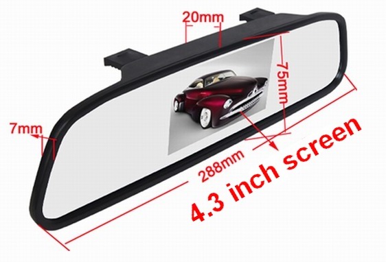 High resolution 4.3" Color TFT LCD Car Rearview Mirror Monitor 16:9 screen DC 12V