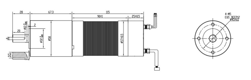 Small DC Servo Motor 100W 57mm 1/26 Reduction Ratio 9.3Nm Output Torque Serbo Motor
