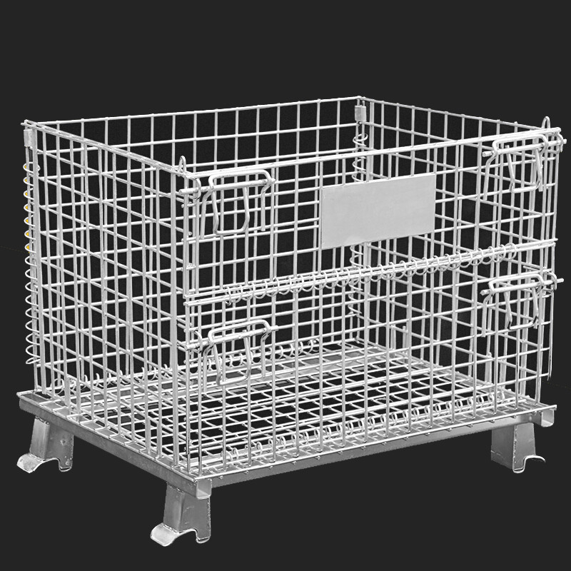 Movable Metal Storage Cage , Folding Anticorrosion Wire Mesh Container