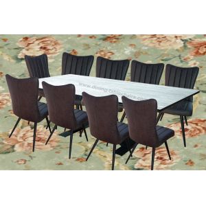 Ceramic Topped Extension Dining Table 2.1 Meter Stainless Base Customized Color