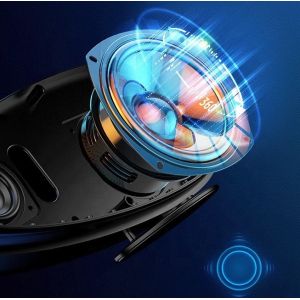 SM-2402 Model Shark Tooth Shaped Wireless Clock with Colorful Lights and Fabric