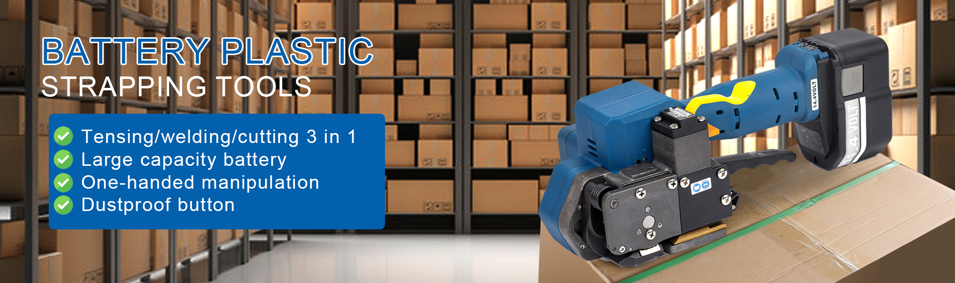 Battery Powered Plastic Strapping Tool for Packaging and Sealing Portable and Rechargeable Strapping Machine for Large Volume Operations 0.6-1.05mm