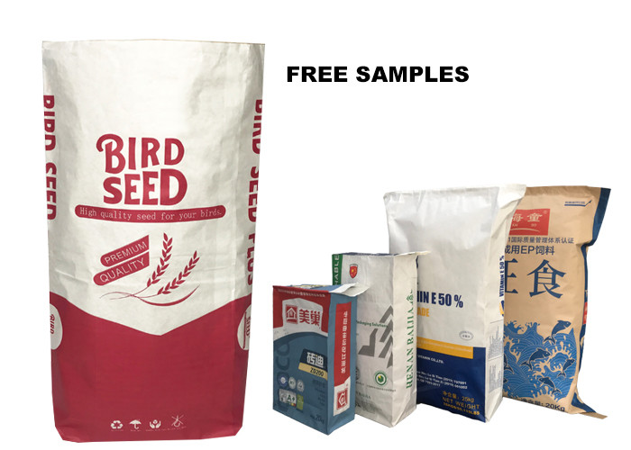 Flexo Print Multiwall Kraft Paper Sack 1-3 Layers For Food Industry