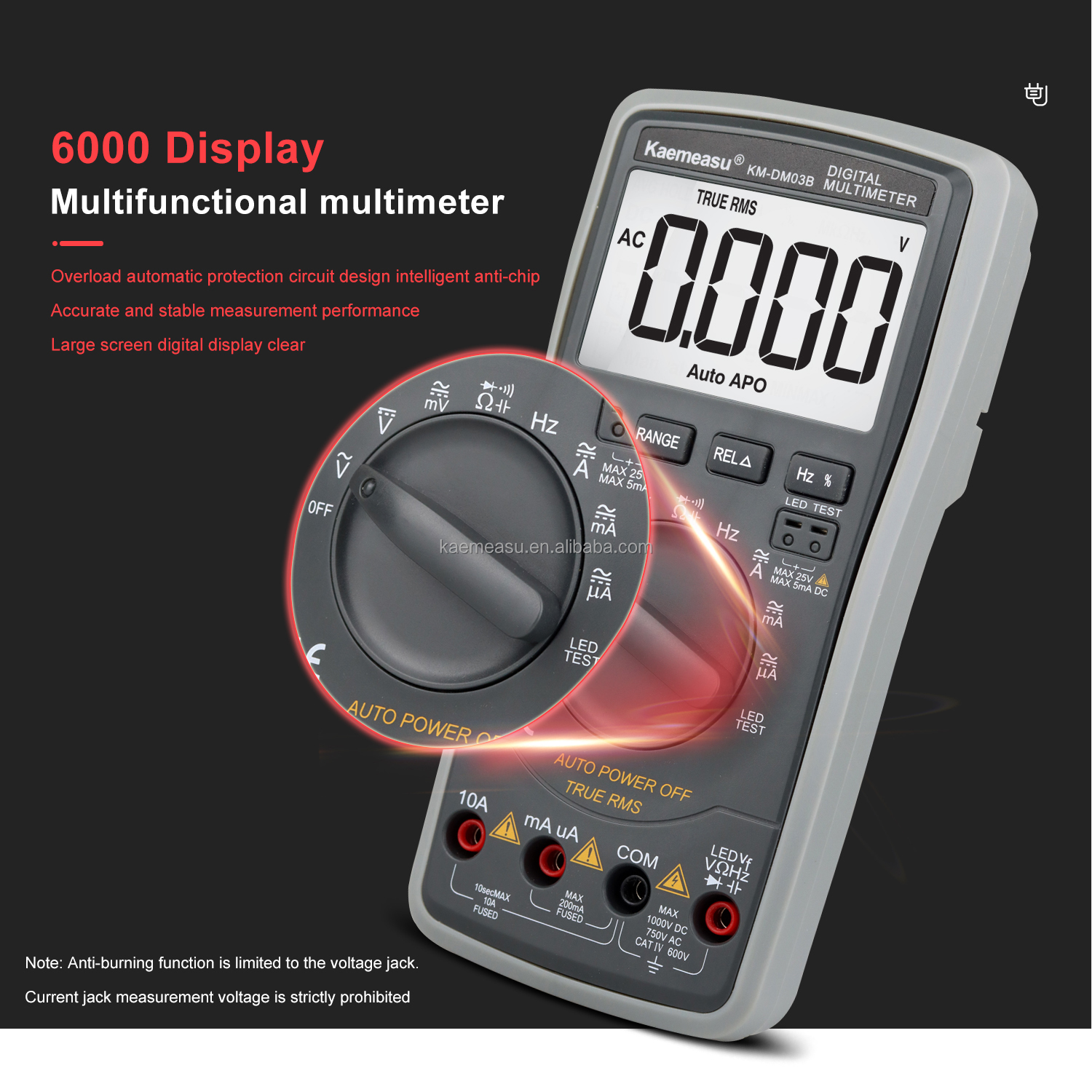 03B Professional Digital Multimeters DC AC Voltage Current Resistance True RMS LED Diode Test Auto Range Universal Meter