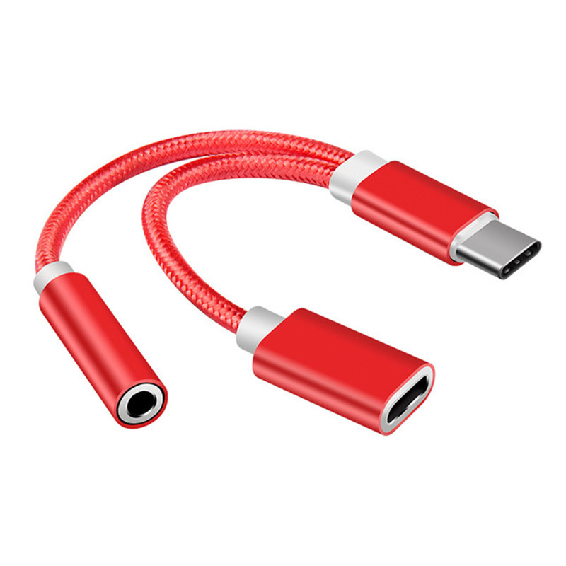 2 in 1 Type C to 3.5 mm Charger Headphone Audio Jack USB C Cable Portable Type-C to 3.5mm Connector Adapter for Mobile Phone