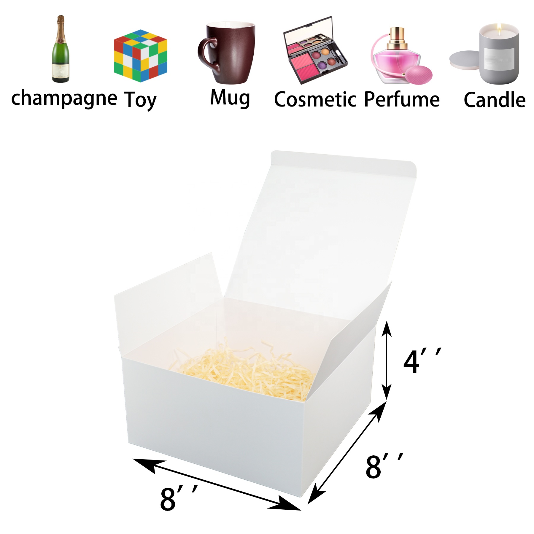 8x8x4 Inch Gift Wrapping Boxes with Lid Coated Paper Bridesmaid Proposal