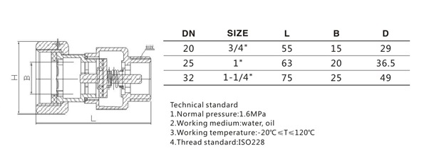 Anti Air Rotation Brass Check Valve Vertical Male Female Check Valve