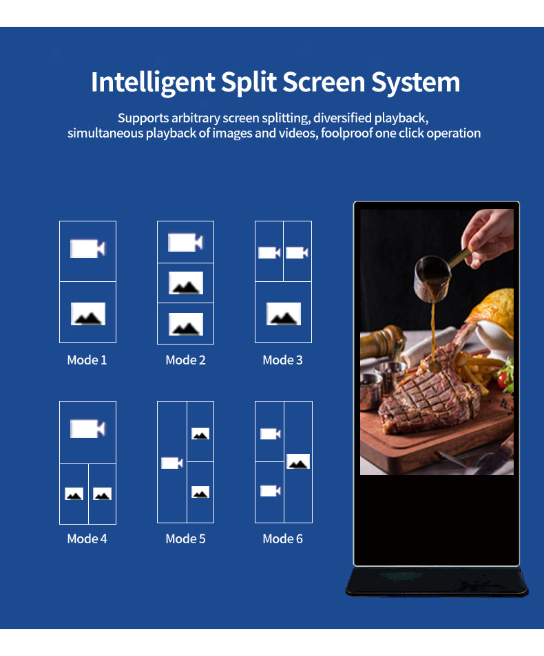 49" Floor Standing Digital Signage 8GB/16GB/32GB Storage Optional LCD Touch Totem