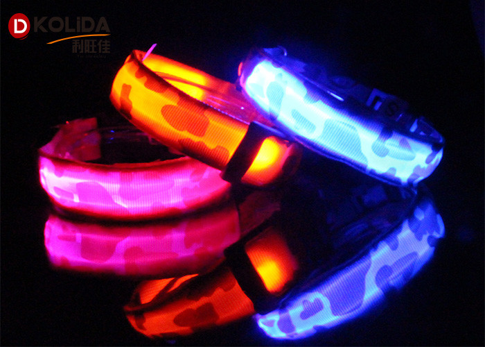 Polyster Adjustable LED Flashing Glow Petsafe Dog Collar Leopard Print Dog Collar