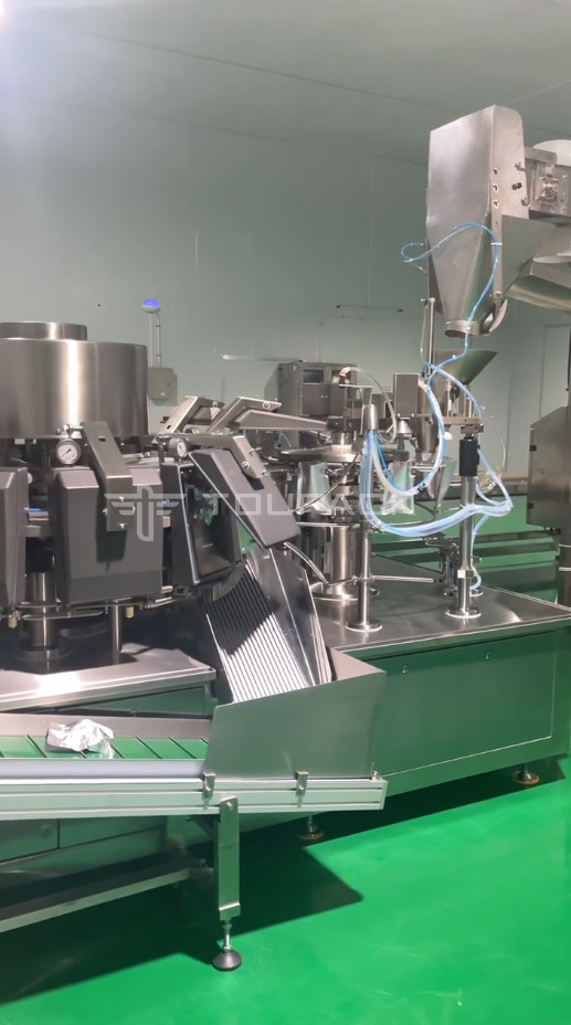 Rotary Vacuum Bag Packaging Machine Beef Cubes Weighing And Packaging System Multihead Weigher