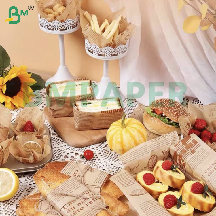 45g 50g Kit7 Kit8 Food Safety PFAS Free Grease Resistant Paper For Fried Food Packaging