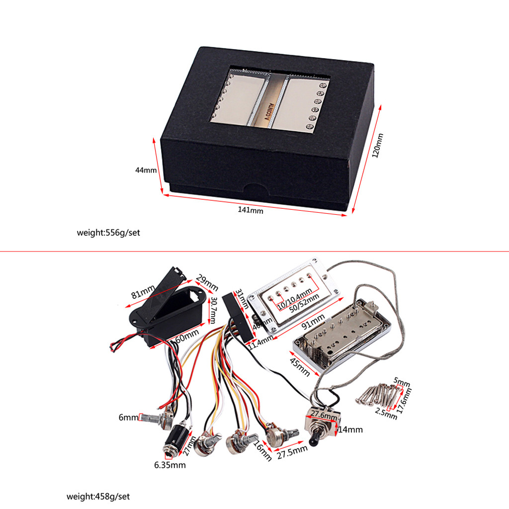 Active Guitar Humbucker Pickup For 6 Strings Gibson Lp Guitar With Metal Cover 3 Way Selector Switch