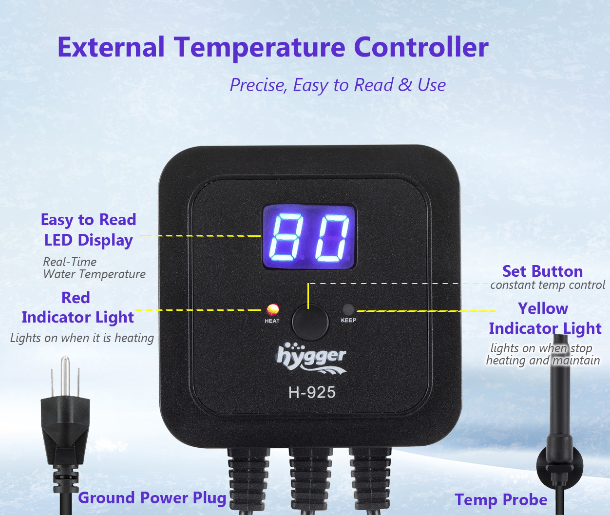 Thermostat Controller Thermometer Quartz Aquarium Heater For 60gal Tank