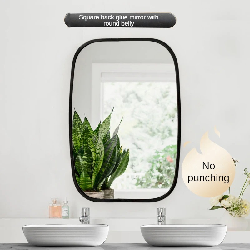 Wall Mirror for Bathroom Decorative Antique Round Belly Vintage Sticker Plastic Frame
