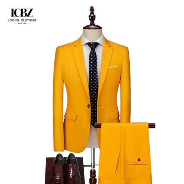Formal Clothes Suits for Men Powder Blue Polyester Viscose Fabric 2-Piece Office