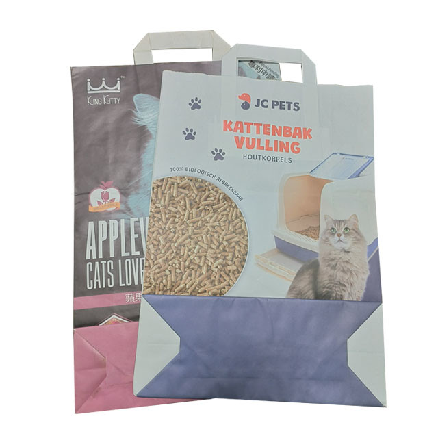 Eco Friendly 5Litres 15Ibs Cat Litter Stand Up Pouches Cat Litter Sand Packing Bag With Handle