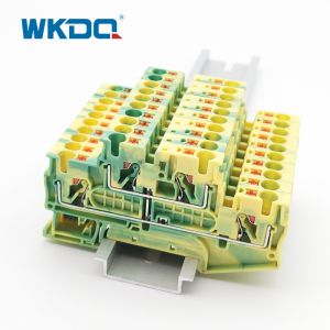  JPTTB 4 - PE 2 Layer Push In Ground Terminal Block Din Rail 4 Contacts Manufactures