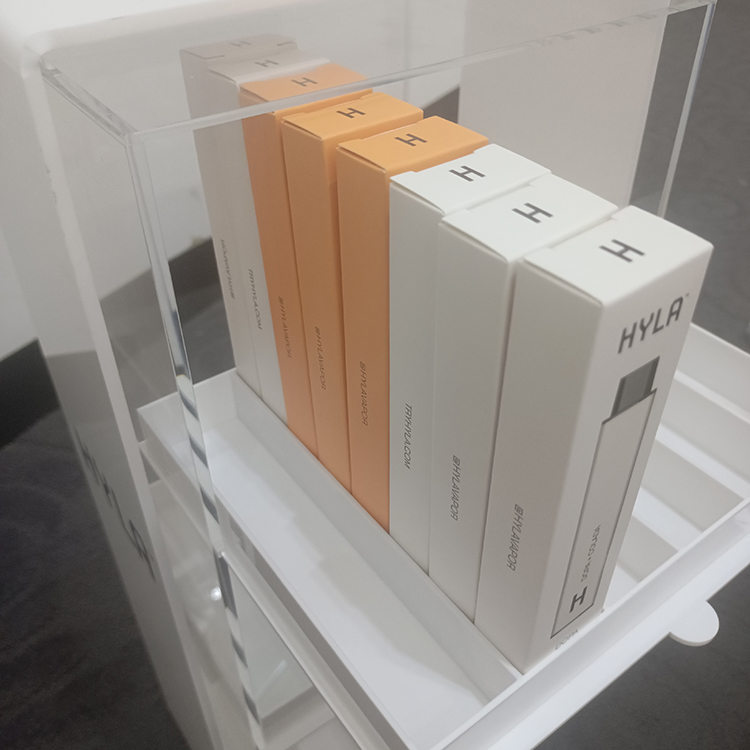 Customized Essential Oil Display Stand Acrylic Countertop Display Rack With Drawers