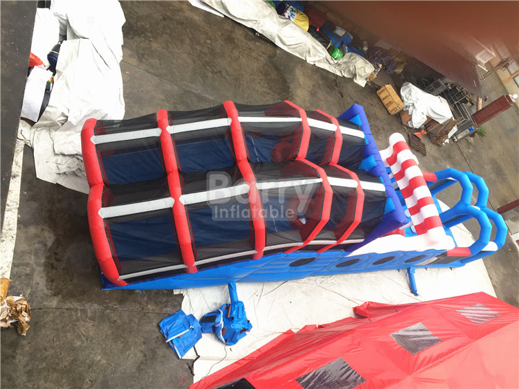 Commercial Funny Game Red Inflatable Obstacle Course For Amusement Park
