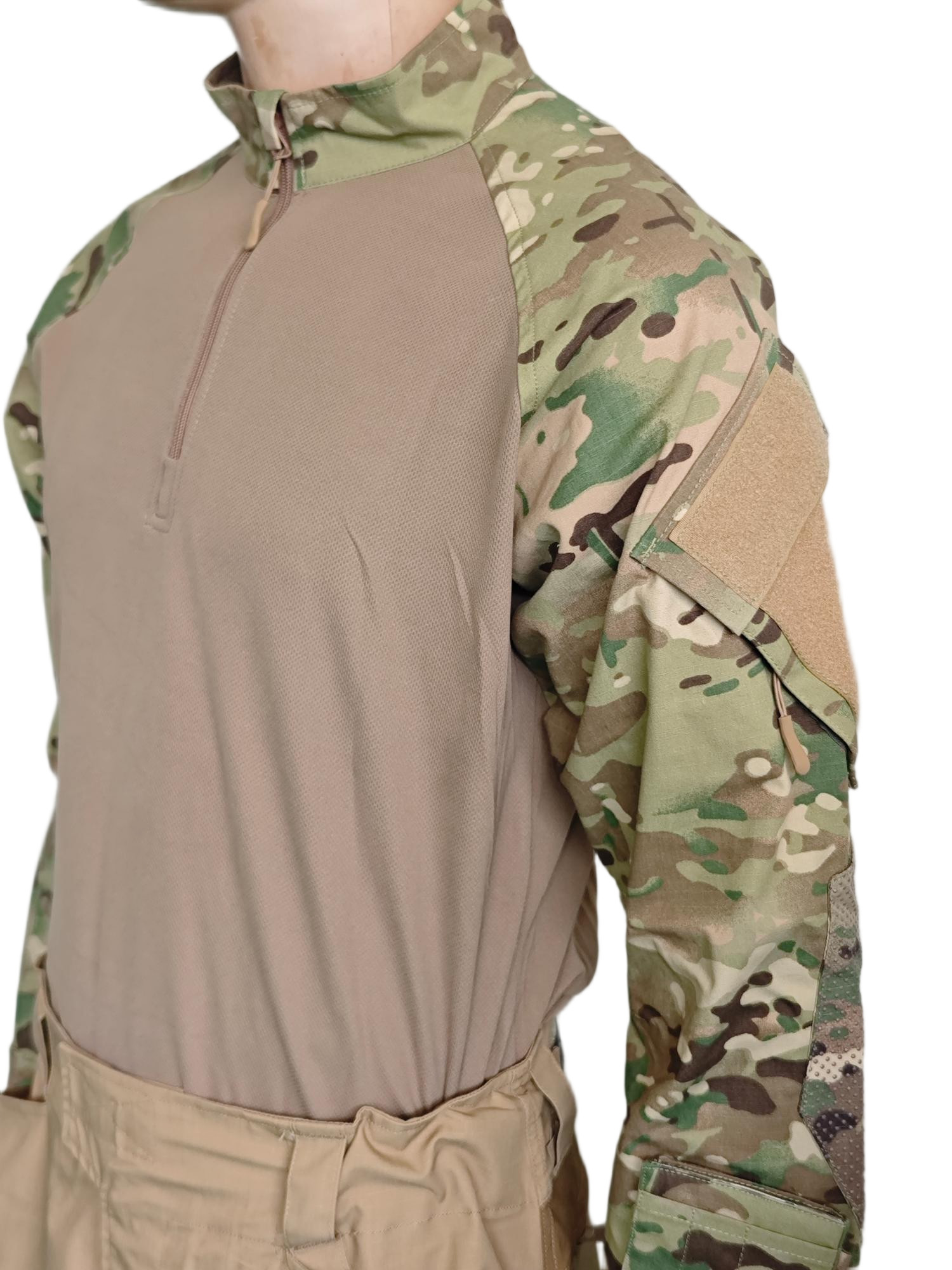 Polyester Cotton Knitted Fabric Tactical Frog Split Combat Set Ventilated Top Utility Pants