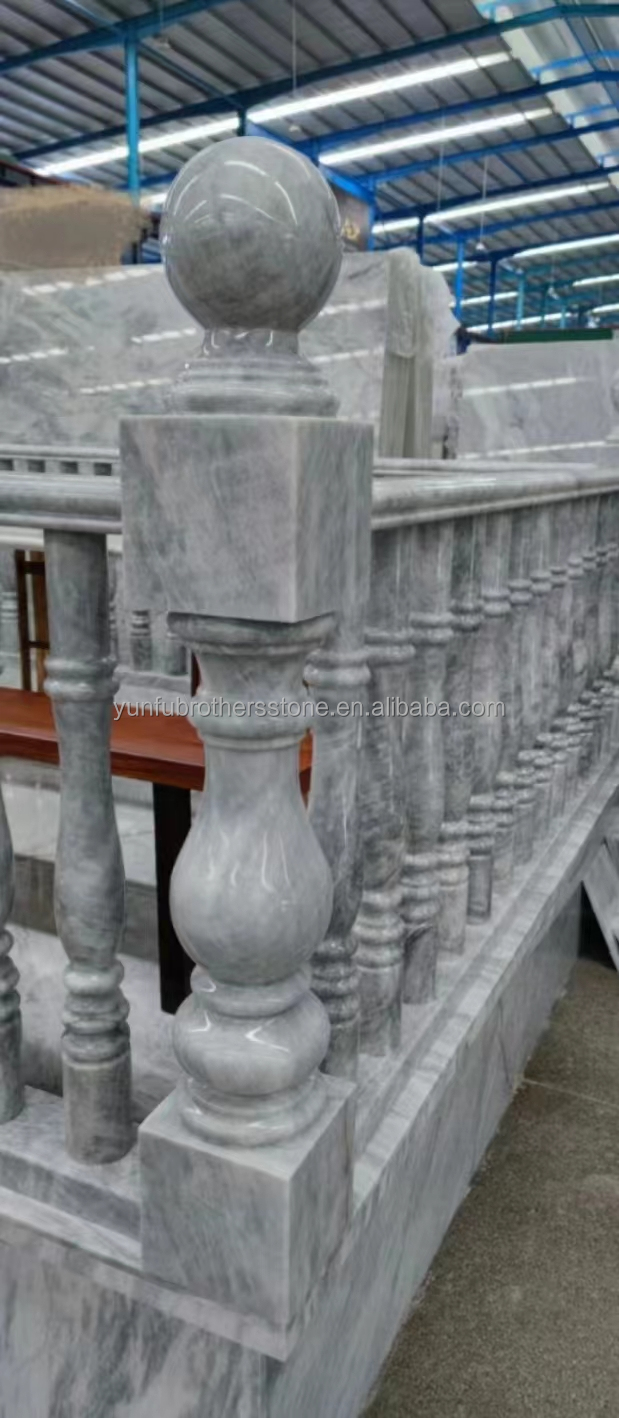 Step Mounted Flooring Onyx Marble and White Marble Balustrade Railing Handrail for Stair