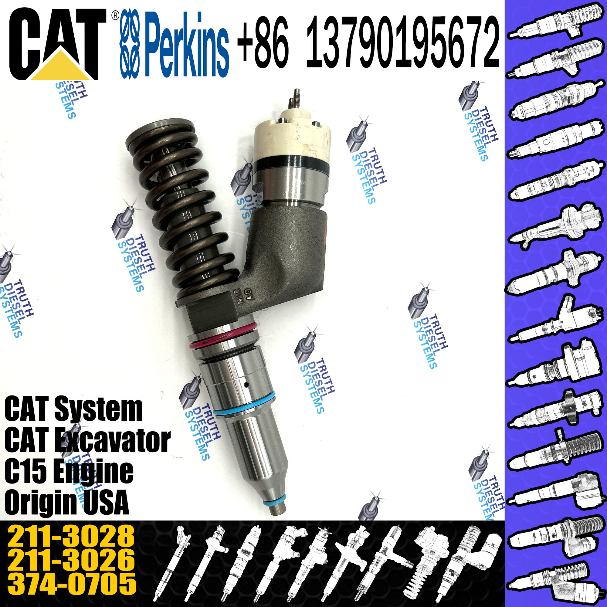 Diesel Fuel Common Rail Injector 211-3028 10R-7228 For CAT Diesel Engine C15 C18
