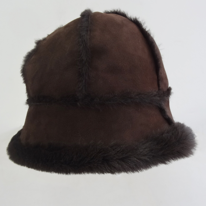 Unisex Sheepskin Beanie Hat Breathable Waterproof Plush Style Plain Pattern