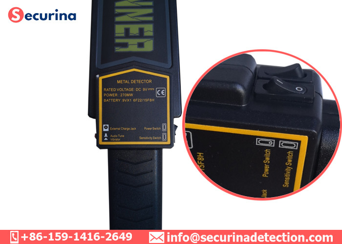 Rechargeable Battery Security Metal Detector Wand 270mW With Vibration Alert