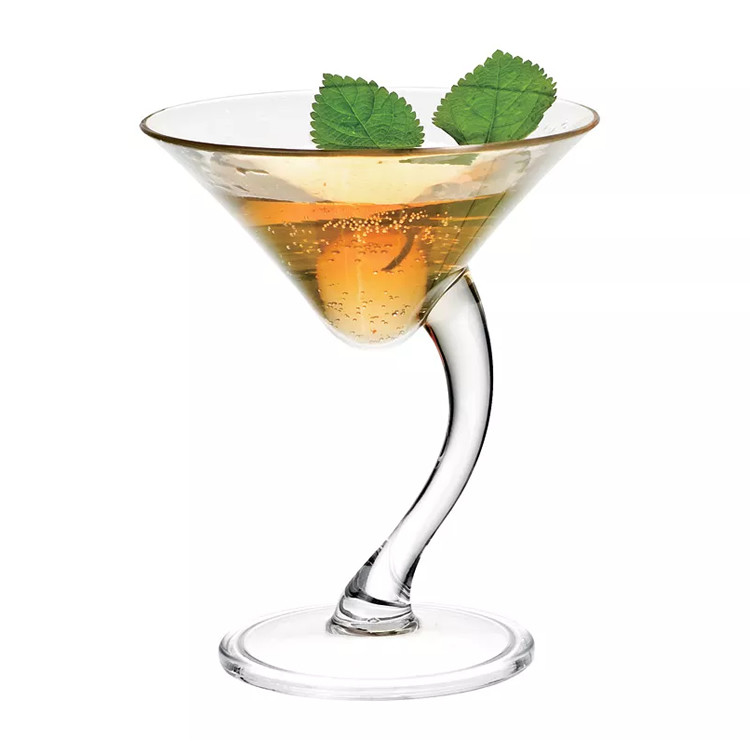Curved Stem Plastic Martini Glasses Bacardi Polycarbonate Cocktail Glasses