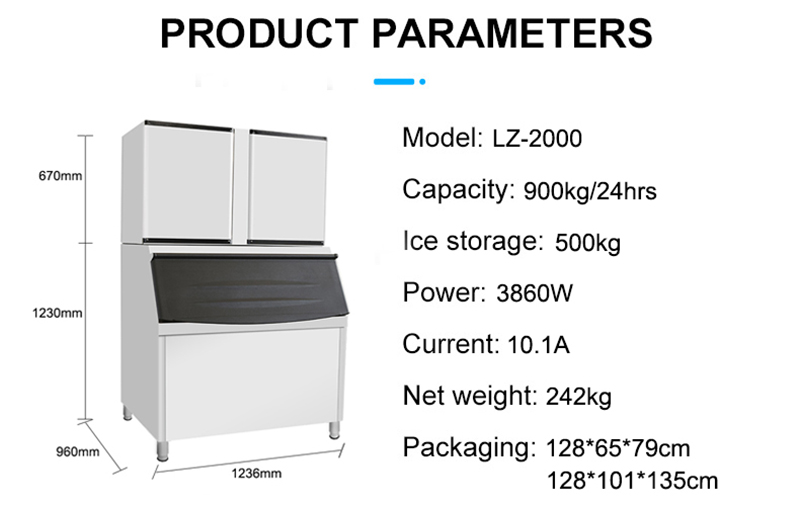 Large Power 1000kg 24Hrs Electric Square Ice Cube Maker Machine with CE Certification