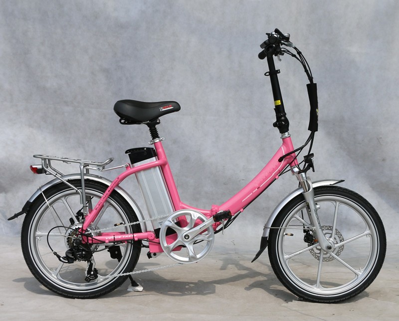 Aluminum Alloy Frame 20" Female Folding Electric Bicycle 6 Speed With Integrated Wheel