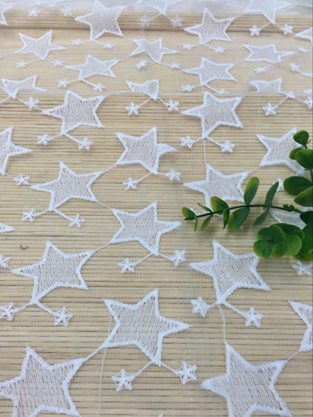 Pentagram Qmilch embroidered Lace Fabric , star lace fabric,Cotton Lace, Polyester Lace Fabric