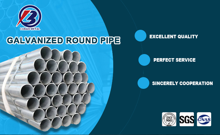 Tolerance ±1% Galvanized Steel Pipe Zinc 80g 6/12 meters Standard Length for Greenhouse Frame and Construction Material