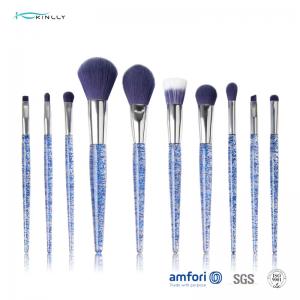 China 10PCS  Transparent Cosmetic Makeup Brush Set  Plastic Handle Cosmetic Makeup Tools on sale
