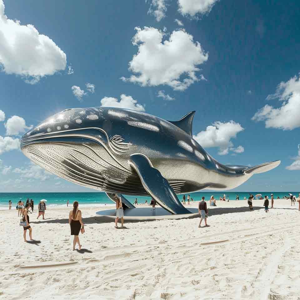 Modern Decoration Stainless Steel Whale Dolphin Animal Sculpture Outdoor Craft