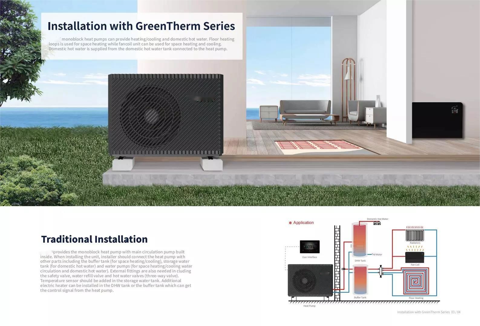 3KW 10KW Solar Photovoltaic Heat Pump Air Water For House