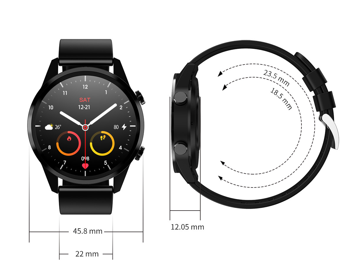 RoHS Round Face Fitness Tracker , 200mAh Blood Pressure Monitoring Watch