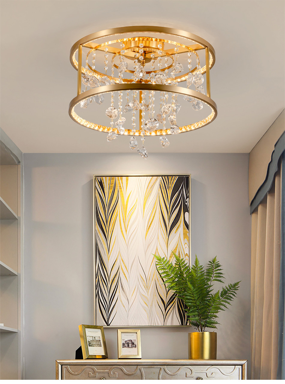 Copper modern chadelier living room bedroom crystal led brass ceiling light(WH-CA-70)