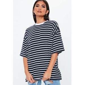 Oversized Custom Stripe Drop Shoulder T Shirt Printing