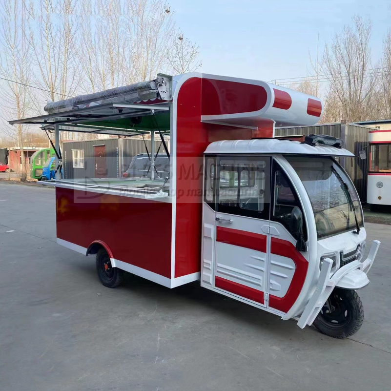 2023 Multipurpose Mobile Electric Fast Food Snack Tricycle Pedicab and Battery Powered