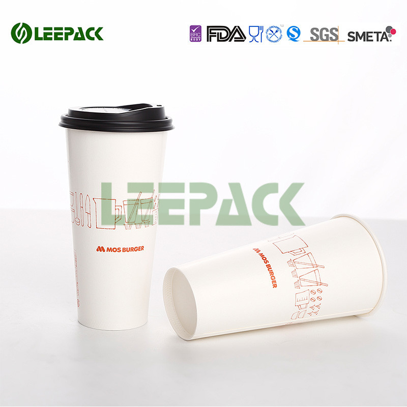 22 Oz Large Size Green Single Wall Paper Cups Disposable For Cold / Hot Drink